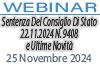 29/11/2024 Webinar Formativo - Sentenza del Consiglio di Stato 22.11.2024 n. 9408 e ultime novità sulla professione 29/11/2024 Webinar Formativo - Sentenza del Consiglio di Stato 22.11.2024 n. 9408 e ultime novità sulla professione